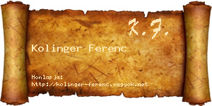 Kolinger Ferenc névjegykártya